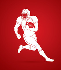 Fototapeta na wymiar American football player, Sportsman action, sport concept graphic vector.