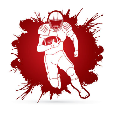 American football player, Sportsman action, sport concept designed on splatter blood graphic vector.