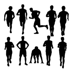 Male Running Silhouettes, art vector design