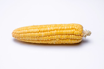 corn isolated on white background, closeup top view.