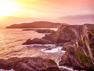Fototapeta na wymiar The Kerry Cliffs in Ireland - amazing sunset view