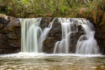 Fototapeta na wymiar beautiful waterfall front view, low speed photo