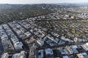 Aerial view of Beverly Hills California with West Hollywood, Los Angeles and the Santa Monica...