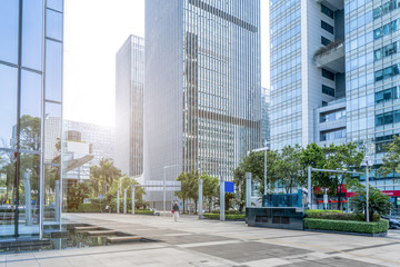 The modern buildings of the city skyscrapers.