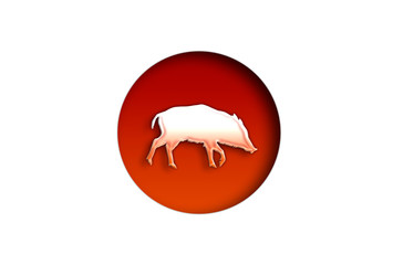 日の丸とイノシシ