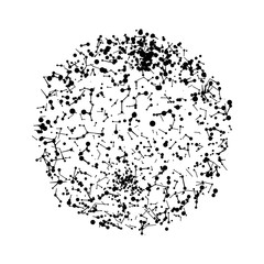 Abstract wireframe sphere with dot and lines. Vector technology background. Connection design template.