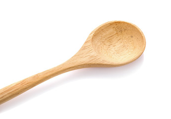 Used wooden spoon isolated