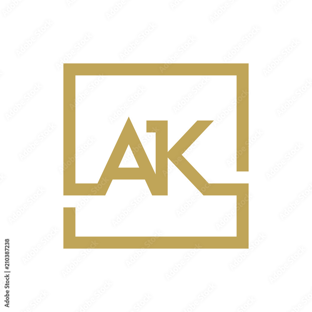 Sticker ak letter logo line square