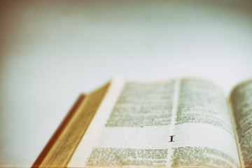 Close up Romans Letter I on Dictionary book