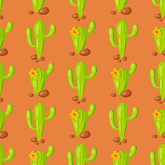 Nature succulent home cactus tropical plant vector illustration seamless pattern background