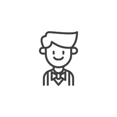 Waiter man outline icon. linear style sign for mobile concept and web design. Restaurant worker simple line vector icon. Symbol, logo illustration. Pixel perfect vector graphics
