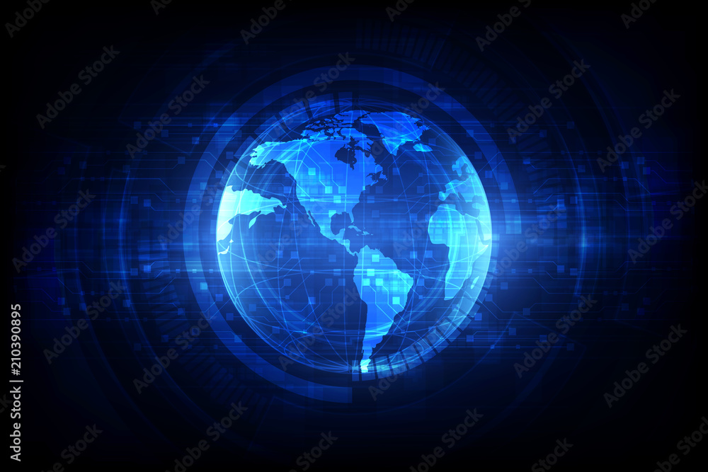 Aufkleber digital global simulation technology, satellite abstract background vector