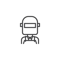 Welder in welding mask outline icon. linear style sign for mobile concept and web design. welder profession simple line vector icon. Symbol, logo illustration. Pixel perfect vector graphics