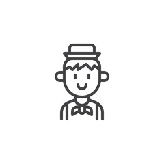 Guide person outline icon. linear style sign for mobile concept and web design. Traveler man simple line vector icon. Symbol, logo illustration. Pixel perfect vector graphics