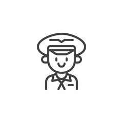 Aviation pilot outline icon. linear style sign for mobile concept and web design. Portrait of a pilot in hat simple line vector icon. Symbol, logo illustration. Pixel perfect vector graphics