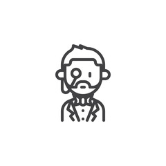 Old Butler portrait outline icon. linear style sign for mobile concept and web design. butler gentleman simple line vector icon. Symbol, logo illustration. Pixel perfect vector graphics