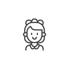Maid woman outline icon. linear style sign for mobile concept and web design. Cleaner female simple line vector icon. Symbol, logo illustration. Pixel perfect vector graphics