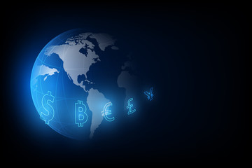 Fototapeta na wymiar Money transfer. Global Currency. Stock Exchange. Stock vector illustration.