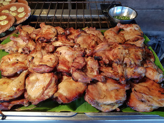 Grilled Chicken At Amphawa Floating Market In Thailand