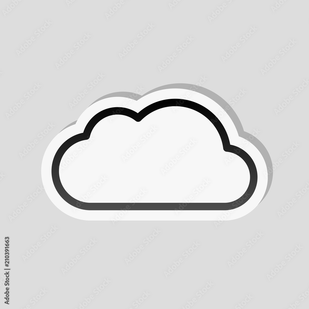 Poster simple cloud. linear symbol with thin outline. sticker style wit