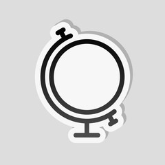 Simple globe. Linear icon, thin outline. Sticker style with whit