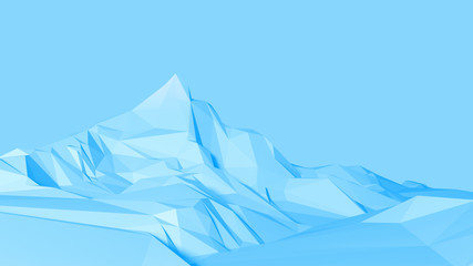 Low poly background with the image of high mountains against the sky. 3d illustration