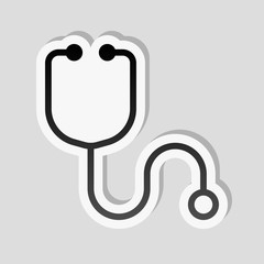 Simple stethoscope icon. Linear, thin outline. Sticker style wit