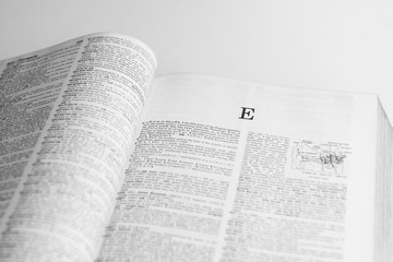 Close up Romans letter on open book with balck and white style