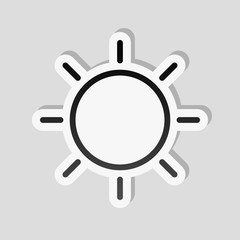 Sun icon. Linear, thin outline. Sticker style with white border