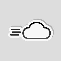 Windy icon. Linear, thin outline. Sticker style with white borde