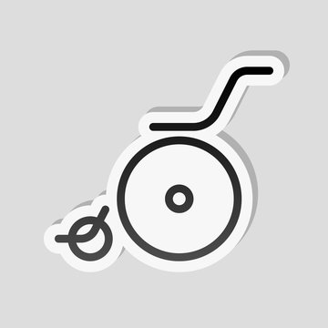 recommend clip art: Wheelchair. Linear, thin outline. Sticker style with white borde