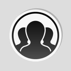 Team in circle, few person. Sticker style with white border and