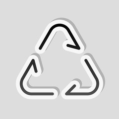 Recycle or reuse icon. Thin arrows, linear style. Sticker style