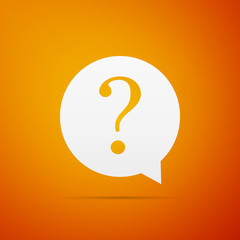 Question mark in circle icon isolated on orange background. Hazard warning symbol. Flat design. Vector Illustration