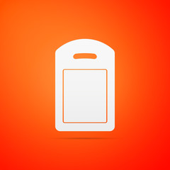 Cutting board icon isolated on orange background. Chopping Board symbol. Flat design. Vector Illustration