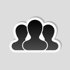 Team, few person. Sticker style with white border and simple sha