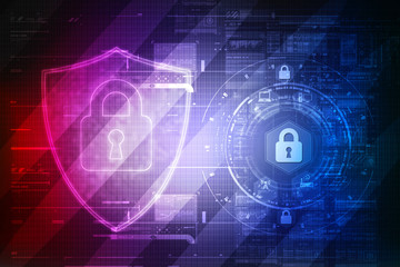 2d illustration Safety concept: Closed Padlock on digital background