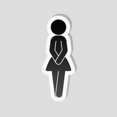Obraz premium Female silhouette, woman icon. Sticker style with white border a