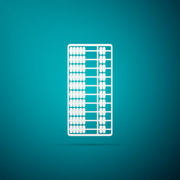Abacus icon isolated on blue background. Traditional counting frame. Education sign. Mathematics school. Flat design. Vector Illustration