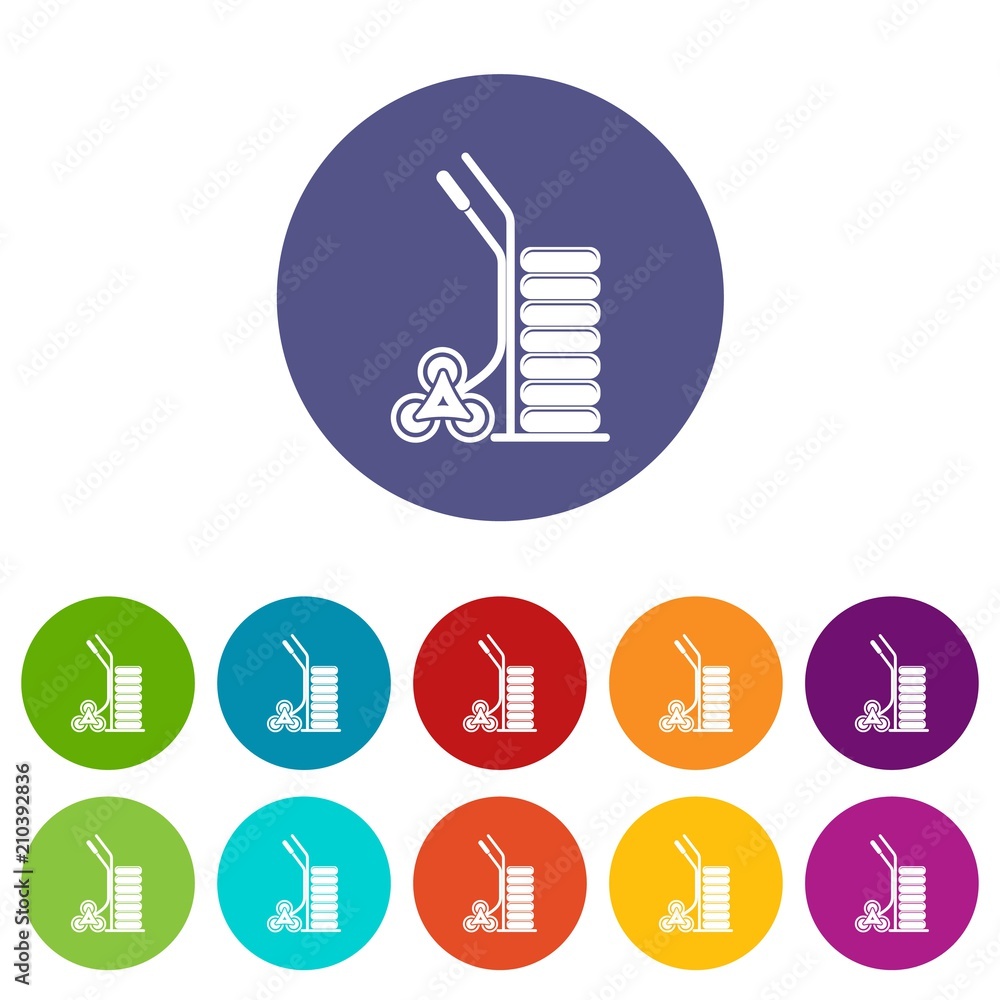 Poster modern trolley icons color set vector for any web design on white background