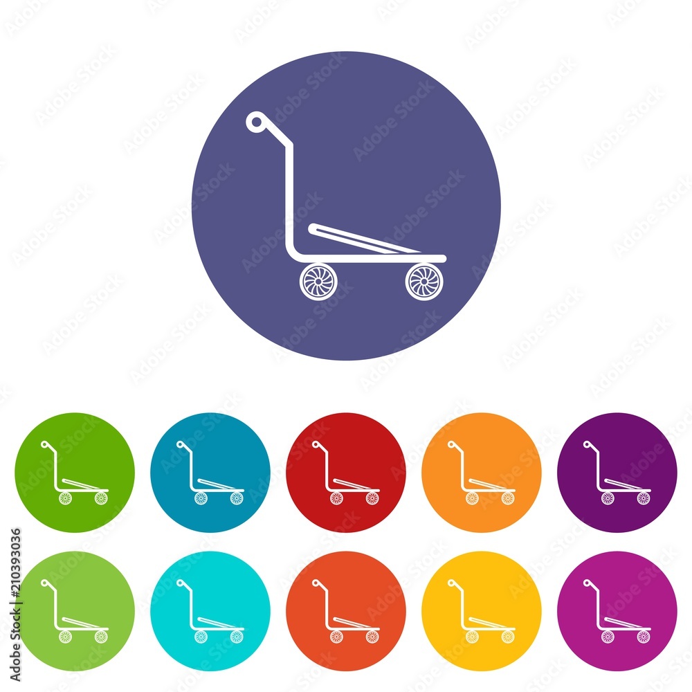 Poster airport trolley icons color set vector for any web design on white background