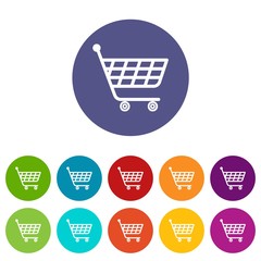 Product trolley icons color set vector for any web design on white background