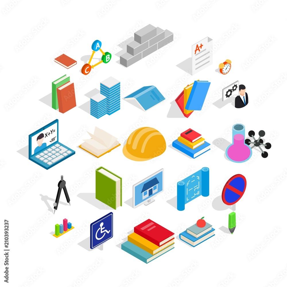 Poster cognizance icons set. isometric set of 25 cognizance vector icons for web isolated on white backgrou