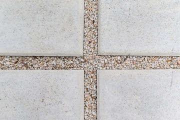 stone and gravel walkway pavement in garden.