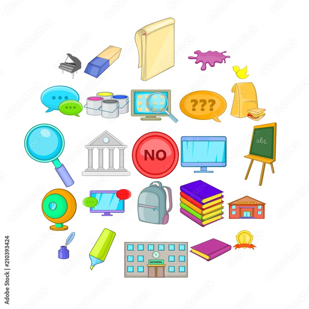Poster student icons set. cartoon set of 25 student vector icons for web isolated on white background