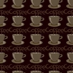 Cup of coffee on brown.