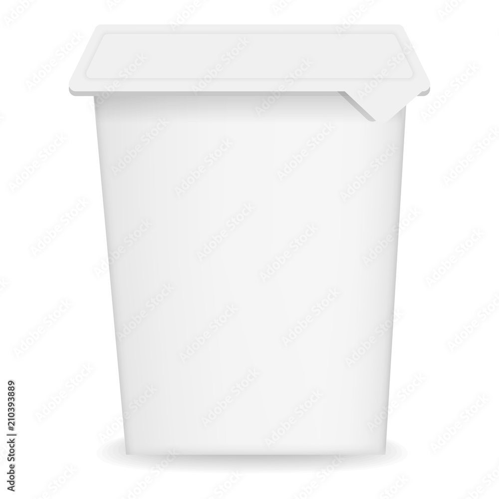 Poster yogurt white container mockup. realistic illustration of yogurt white container vector mockup for we