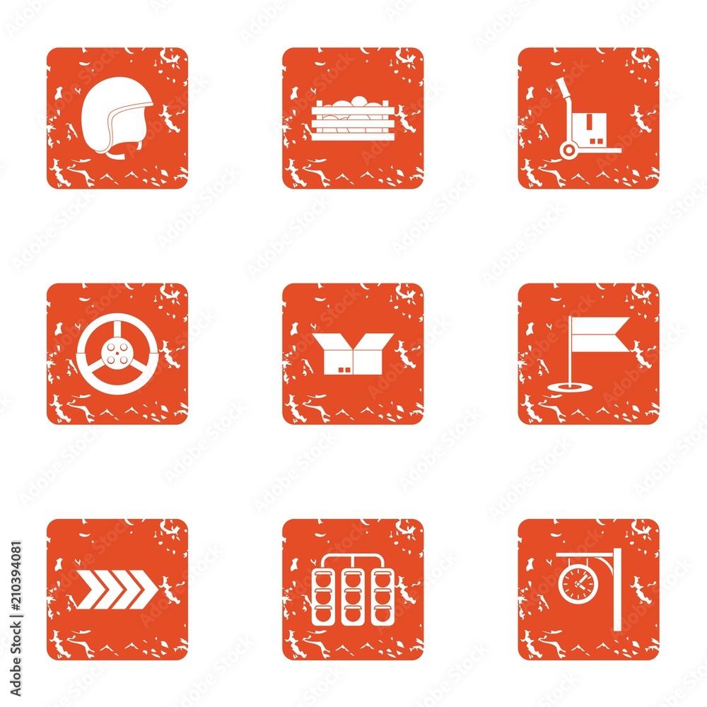 Poster Route is served icons set. Grunge set of 9 route is served vector icons for web isolated on white background