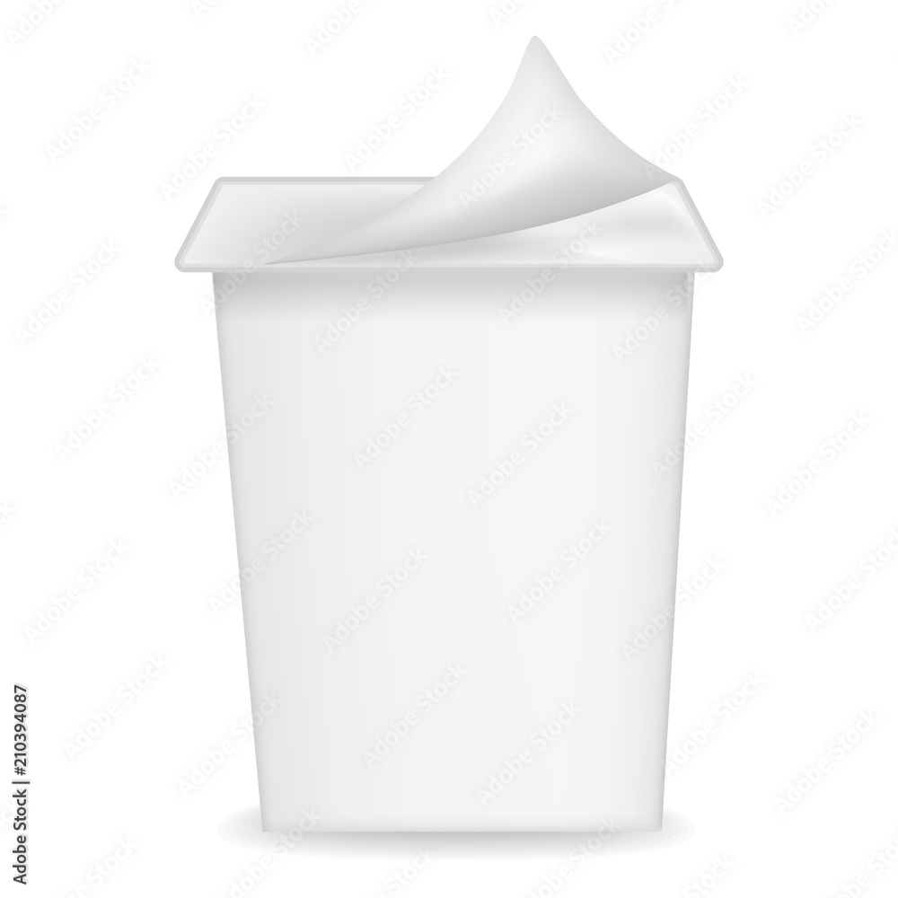Poster new yogurt box mockup. realistic illustration of new yogurt box vector mockup for web design isolate
