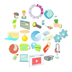 Illuminated icons set. Cartoon set of 25 illuminated vector icons for web isolated on white background